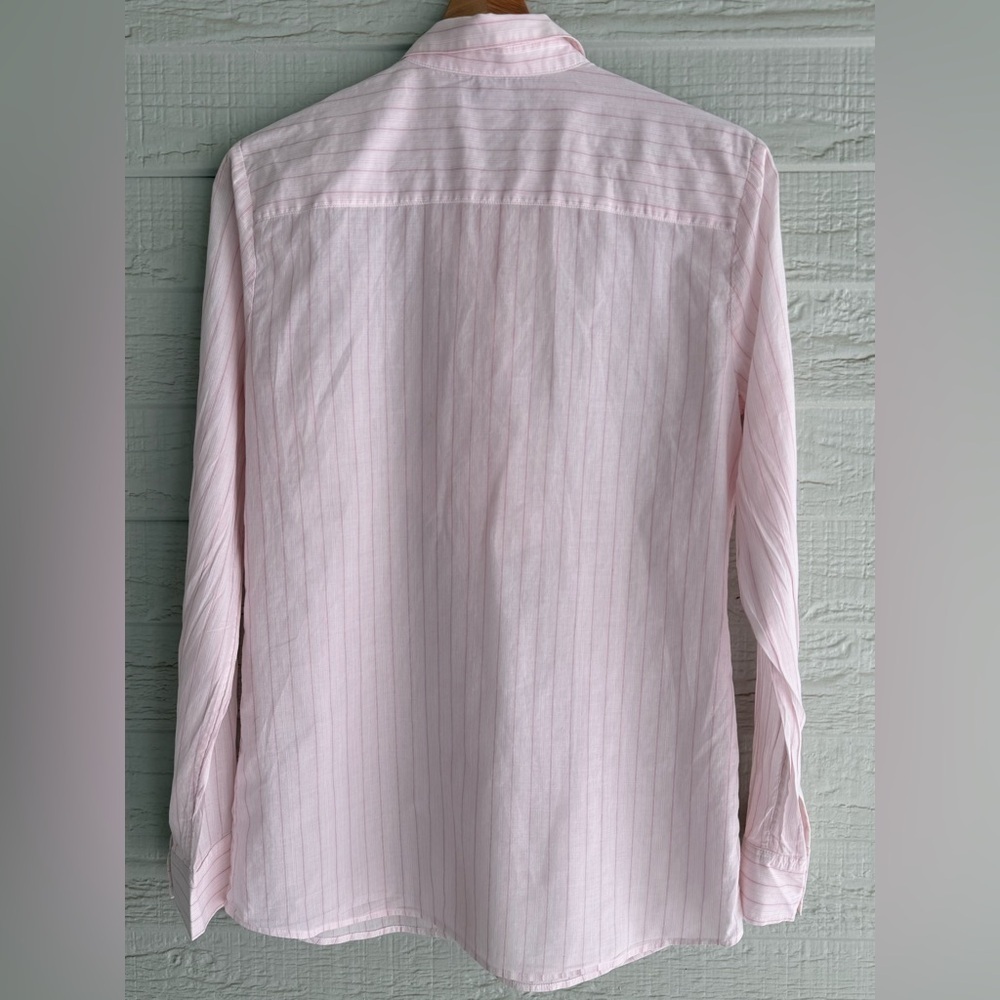 Banana Republic Pink Stripe Riley Button Up Ruffle Shirt - Picture 6 of 10